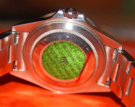 rolex green sticker on back fading|Rolex green hologram sticker.